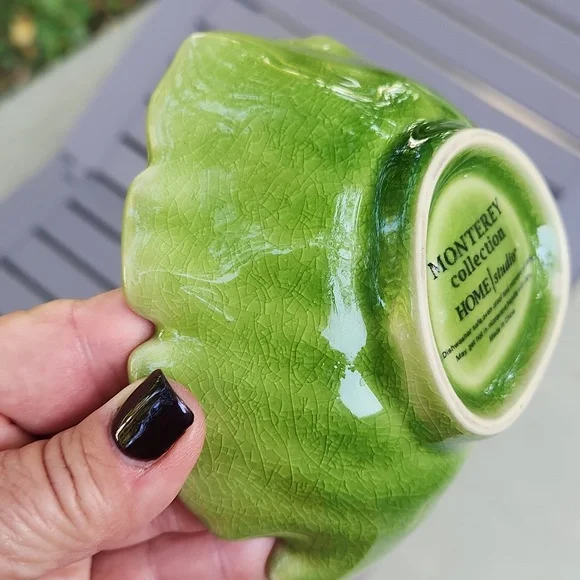 Monterey Collection Leaf-Shaped Ceramic Bowls Green Small Set Of 2 - Picture 13 of 13